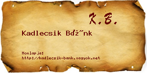 Kadlecsik Bánk névjegykártya